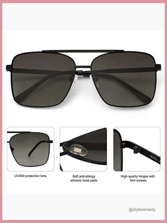 Oversized Aviator Sunglasses with Rhinestone Double Bridge UV400 Protection main image 5